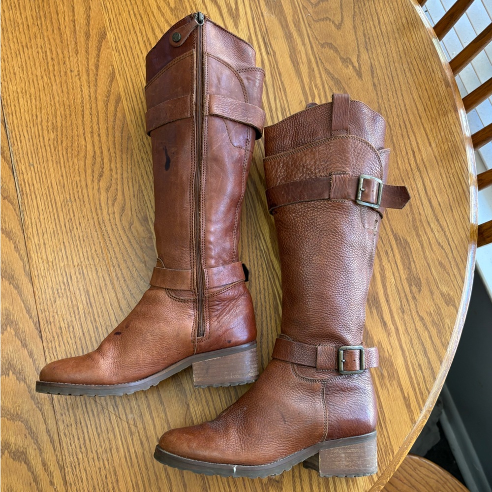 Brown Leather Riding Boots - Women's Heeled Boots